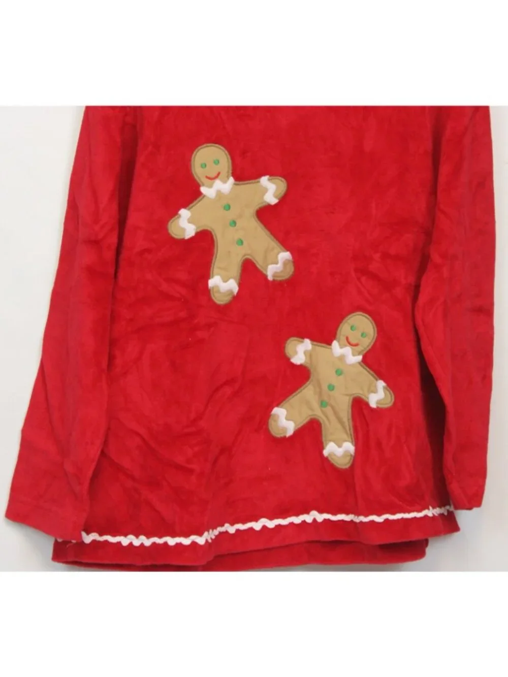 Kellys Kids Red Velour 2pc Outfit Gingerbread Men sz 6 Baking Xmas Cookie Holida